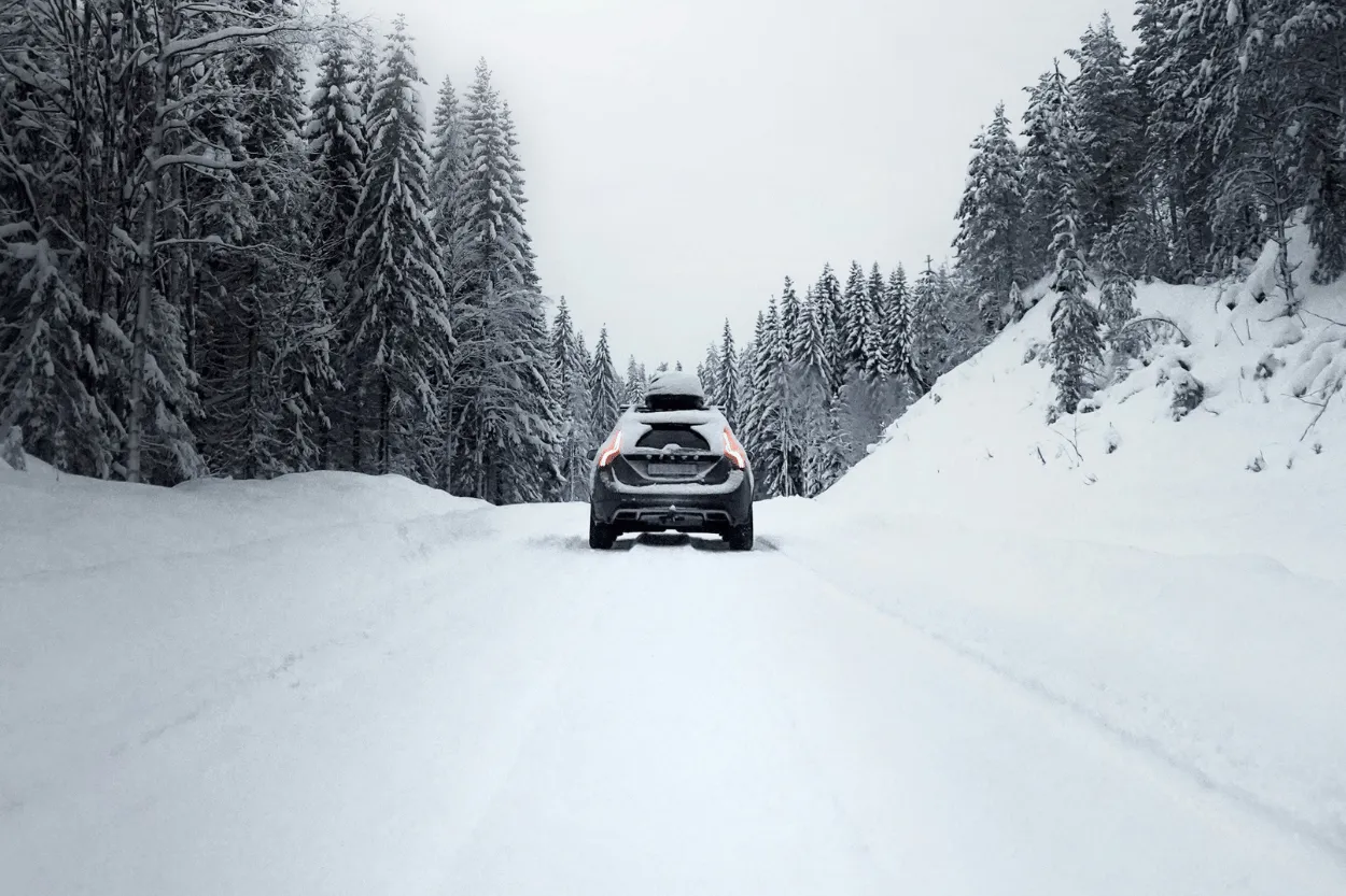 Car on snowy road